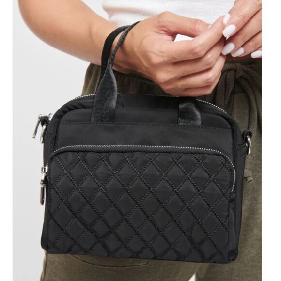 Sol and Selene Rejoice Black Quilted Crossbody Bag Top Handle Medium Bag Purse - Picture 2 of 12